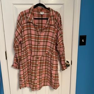 Arula flannel shirt dress with pockets